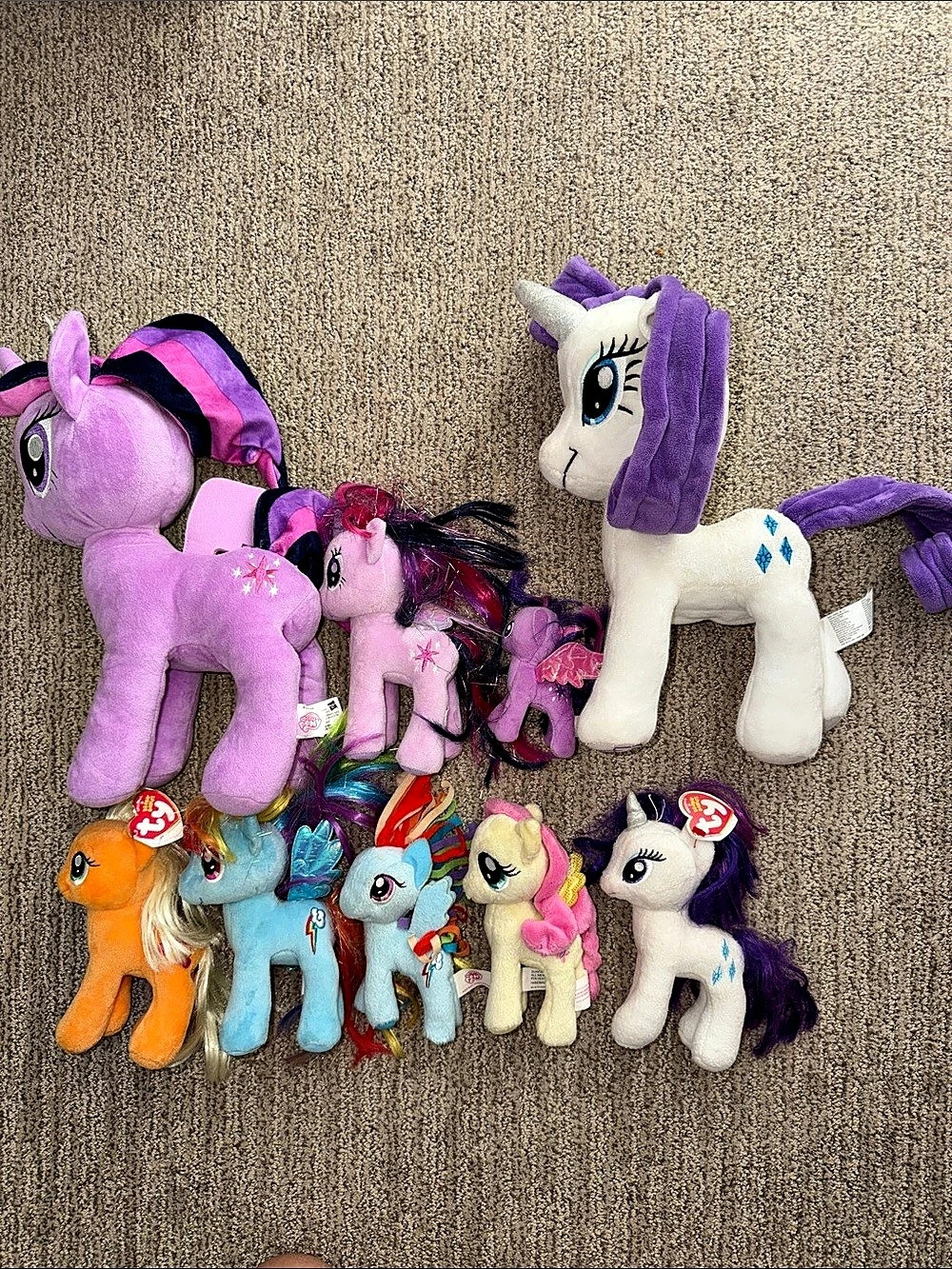(5)Ty & (4)My Little Pony Plush Collection LOT & Large Rarity makes sound